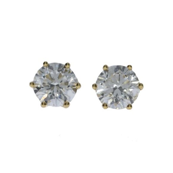 18Kt Gold 5 Ct 6 Prong Lab Grown Diamond Studs Earrings - Picture 6 of 6